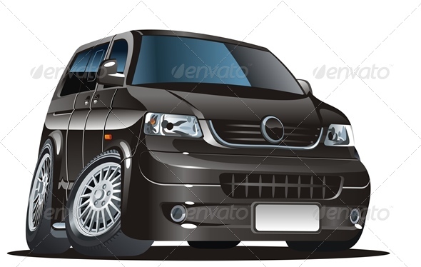 Cartoon Delivery Van - Man-made objects Objects
