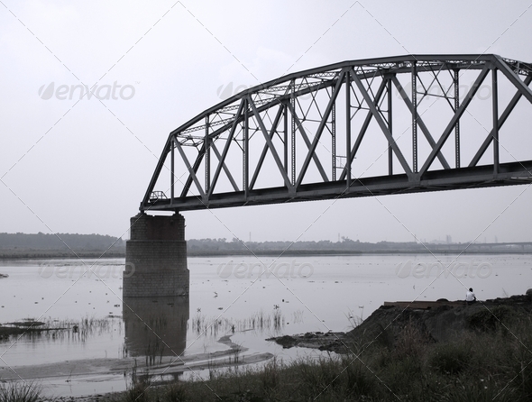 Ruin of an Iron Railway Bridge - Stock Photo - Images