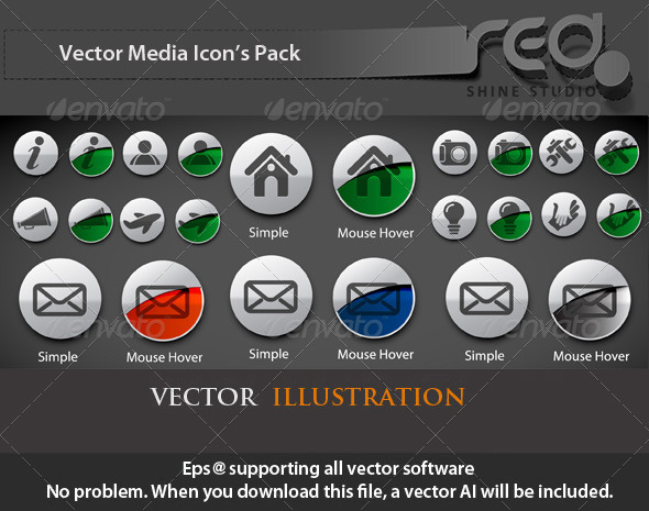 Mouse Hover Vector Icons Set - Web Elements Vectors