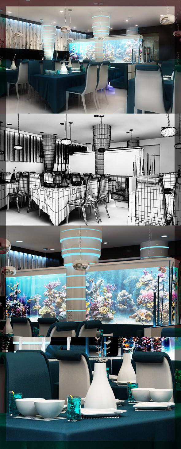 Restaurant_3d_interior_design_8080_105 - 3DOcean Item for Sale
