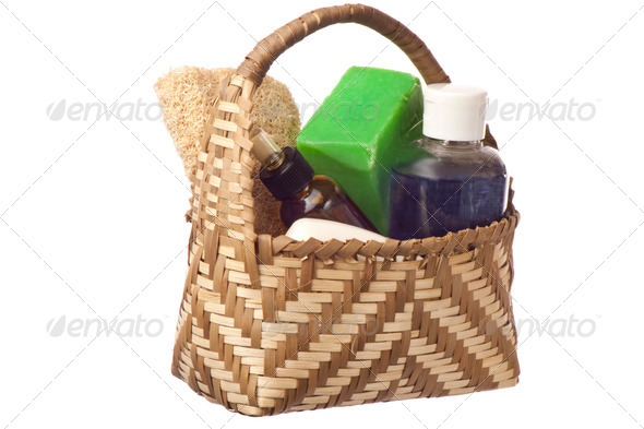 basket with products for personal hygiene - Stock Photo - Images
