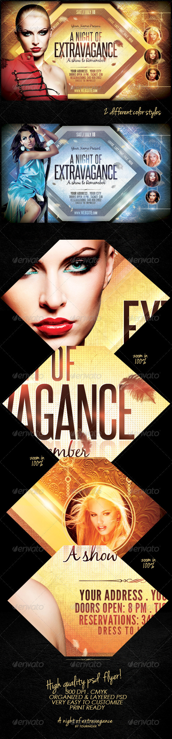 A Night Of Extravagance Flyer Template - Flyers Print Templates