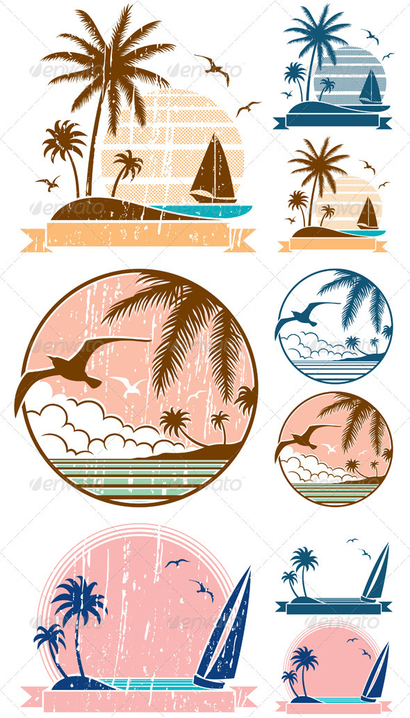 Beach Symbols - Travel Conceptual