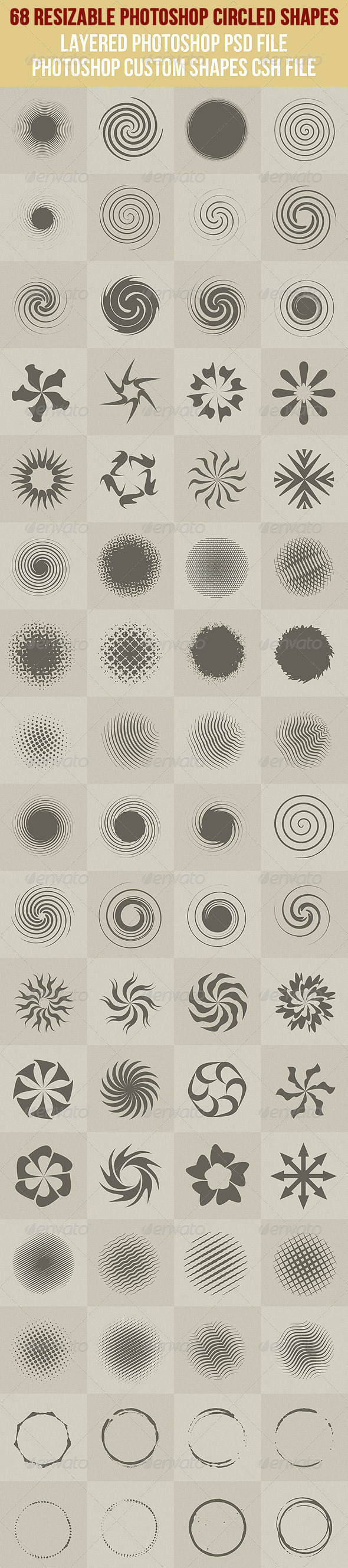 68 Photoshop Circled Shapes 1 - Symbols Shapes