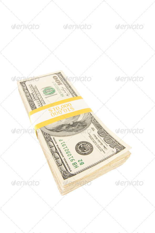 Stack of One Hundred Dollar Bills Isolated - Stock Photo - Images