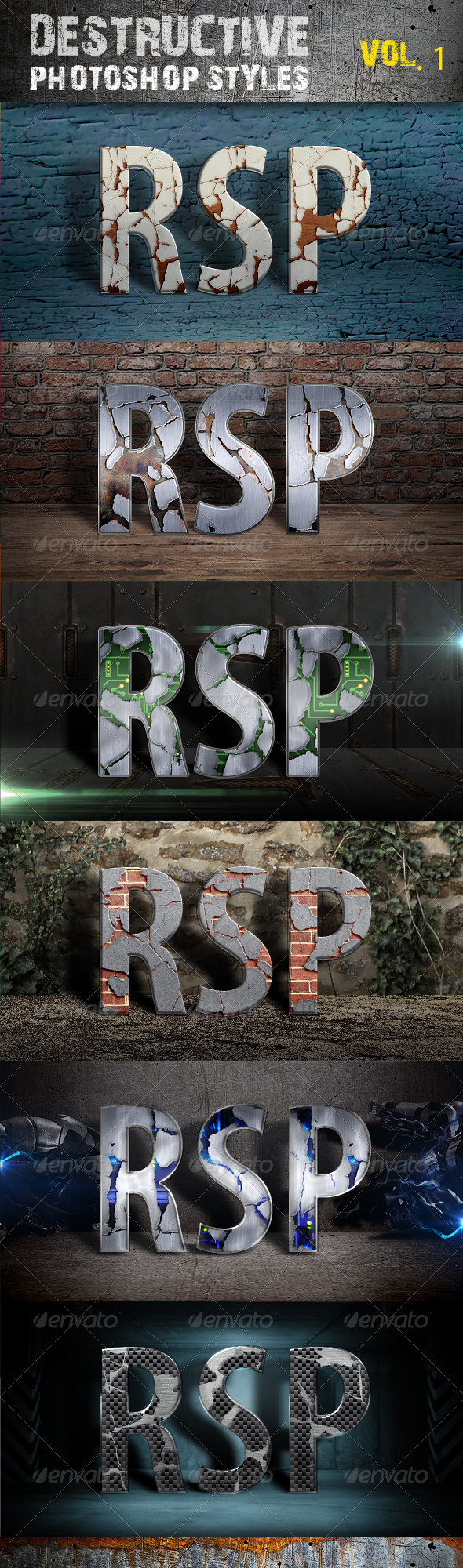 Destructive Photoshop Styles - Text Effects Styles