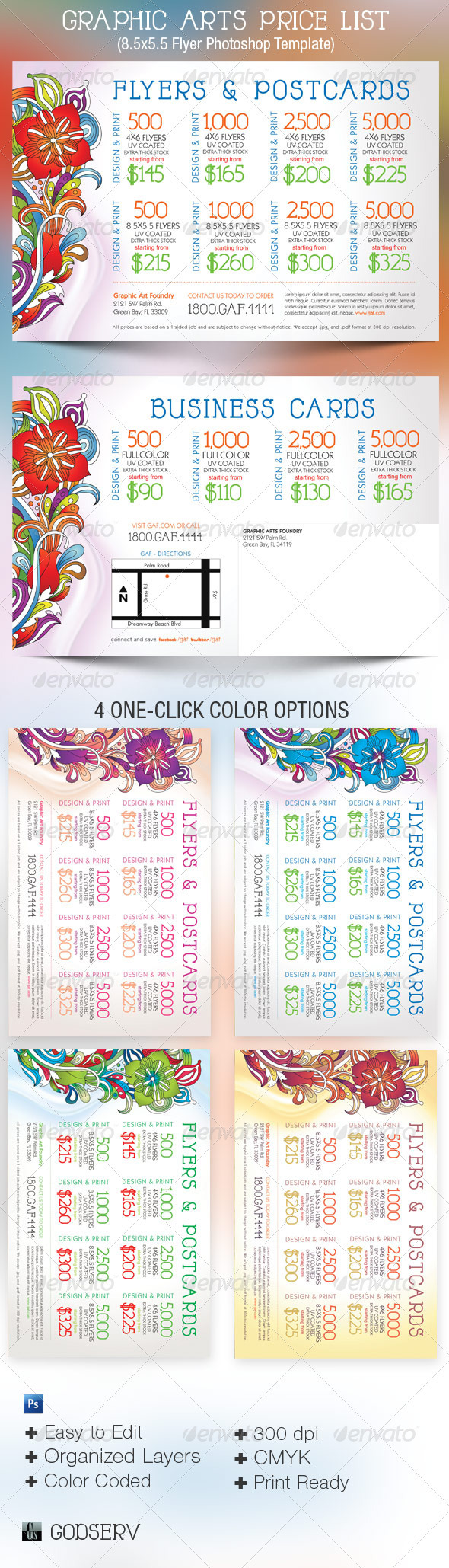 Graphic Arts Price Flyer and Postcard Template - Commerce Flyers