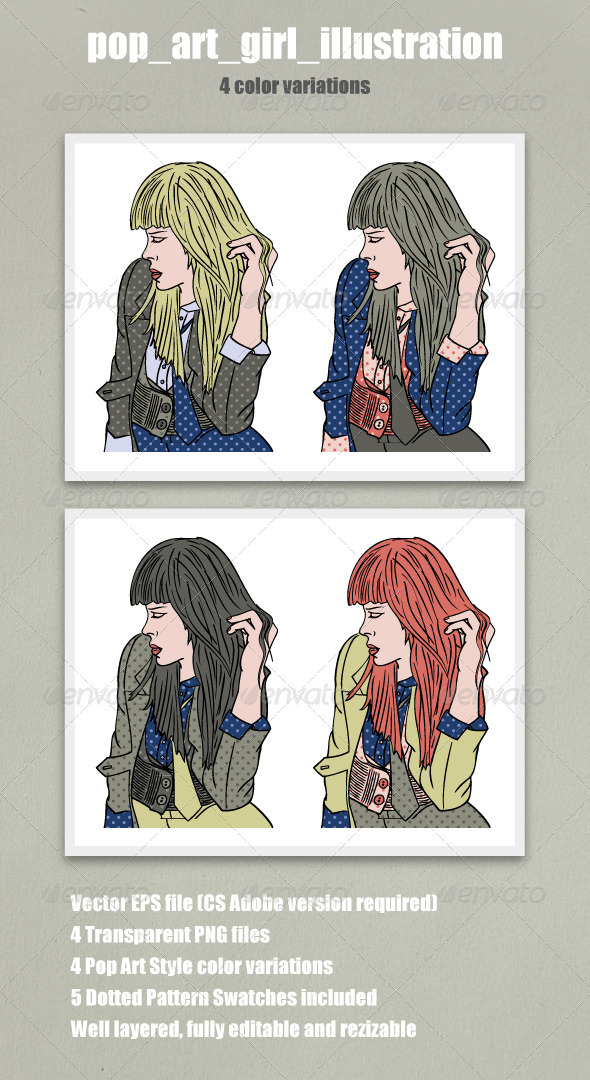 Pop Art Girl Illustration - People Characters