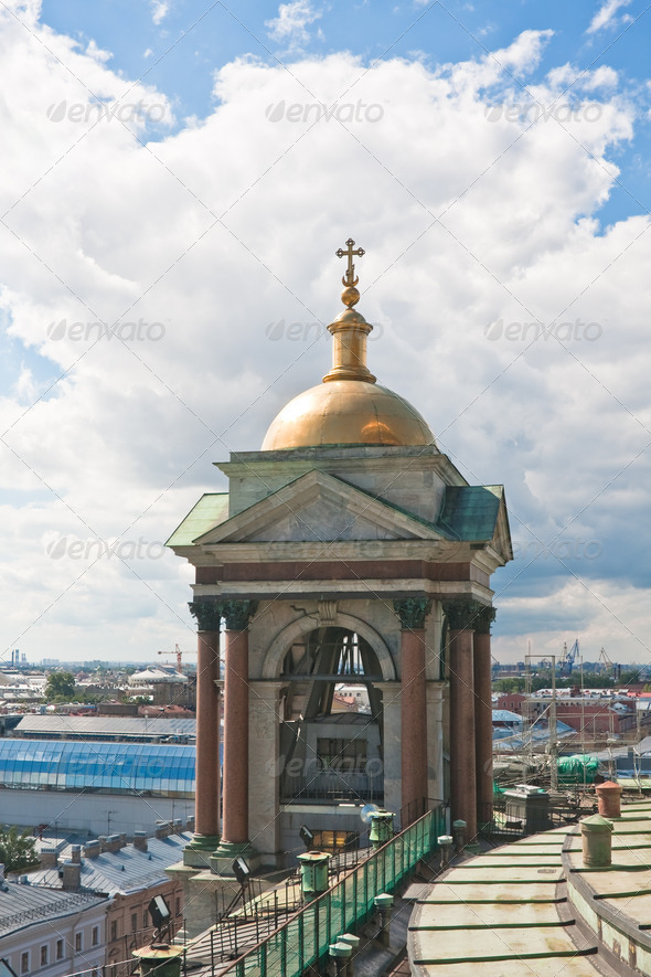Detail of St. Isaac's Cathedral. View from the lookout. St. Pete - Stock Photo - Images