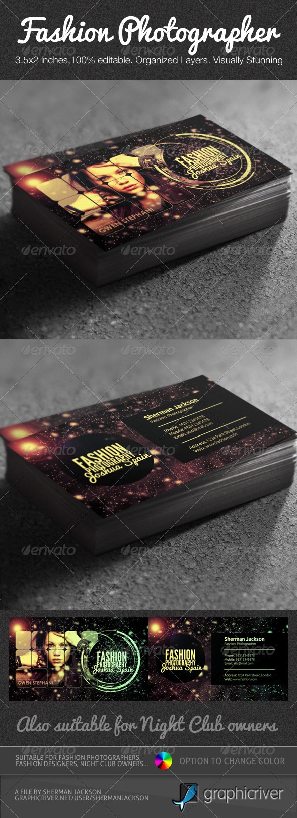 Creative Fashion Photographer Business Card PSD - Industry Specific Business Cards