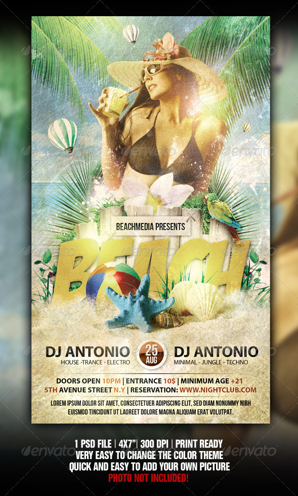 Vintage Beach Party Flyer - Clubs & Parties Events