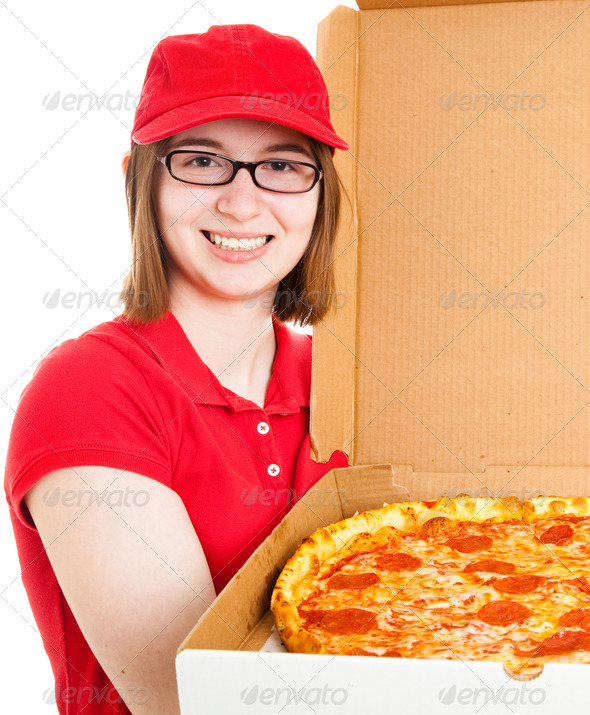 Girl Delivering Pizza - Stock Photo - Images