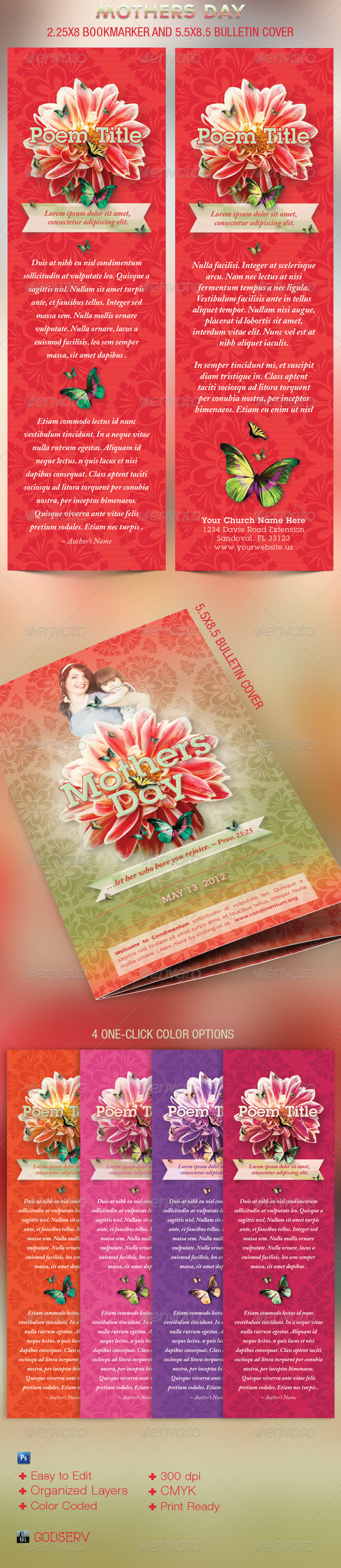 Mothers Day Book-marker and Bulletin Cover - Miscellaneous Print Templates