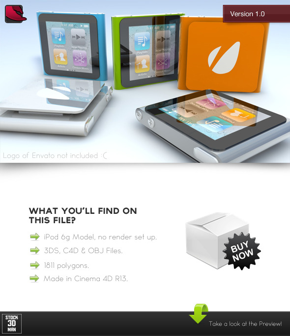 iPod Nano 6g - 3D Model - 3DOcean Item for Sale