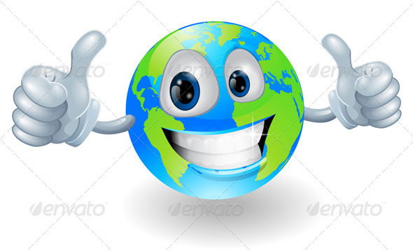 Globe earth mascot with thumbs up - Characters Vectors