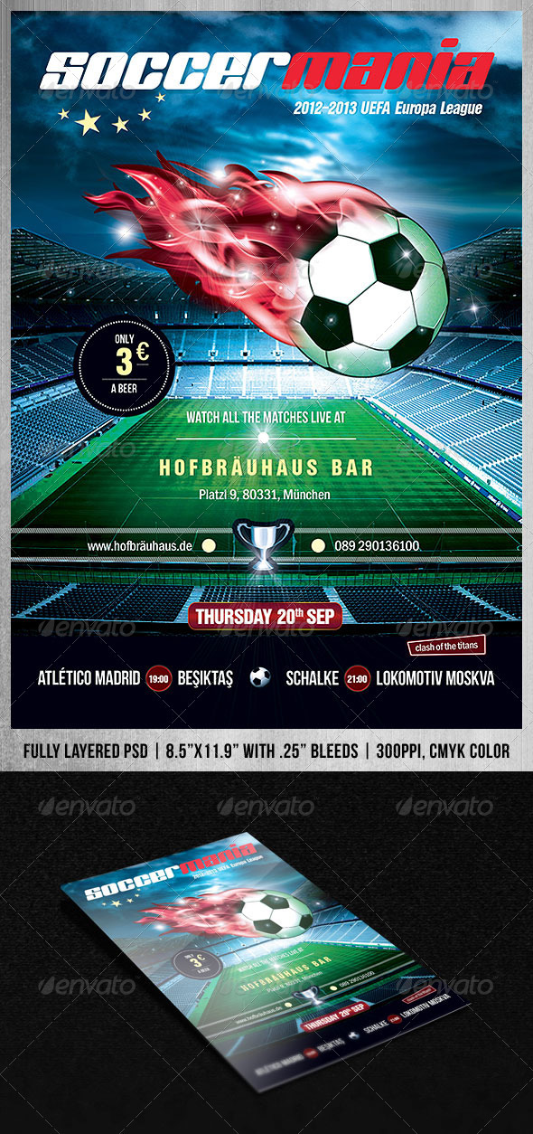 Soccer Mania (Football) Poster/Flyer - Sports Events