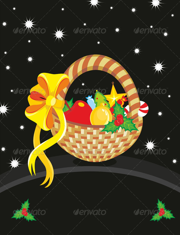 Basket Christmas Toy Card - Christmas Seasons/Holidays