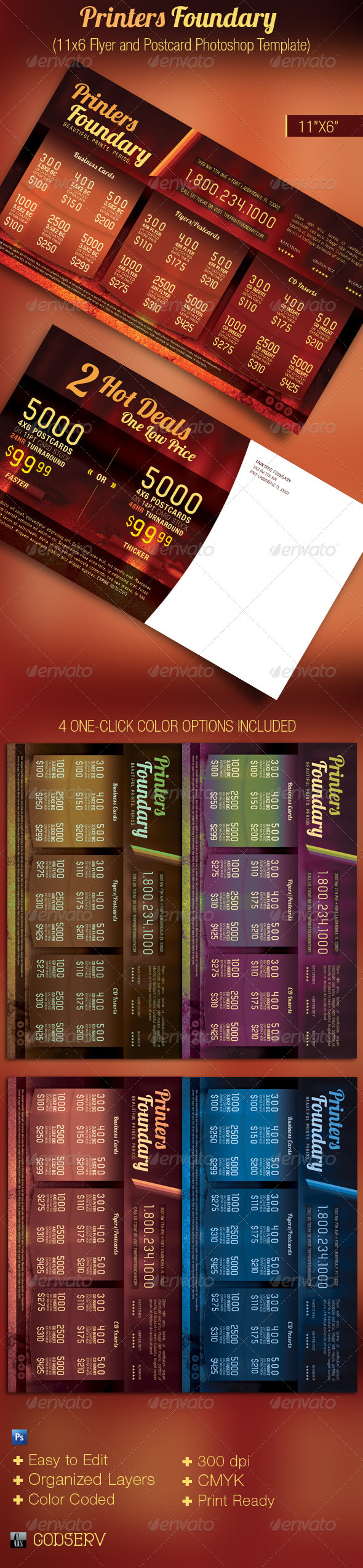 Print Foundary Sales Flyer and Postcard Template - Commerce Flyers