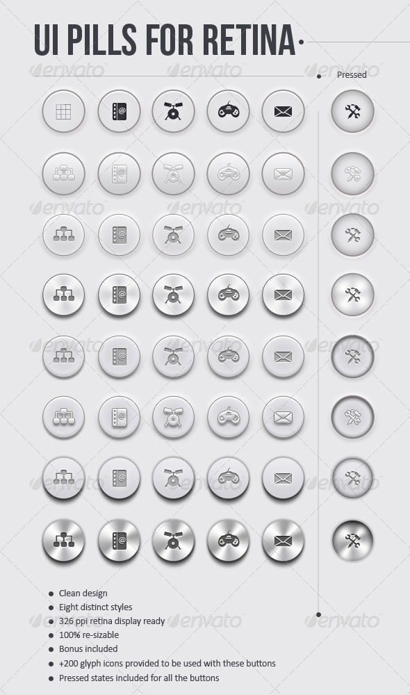 Ui Pills For Retina - Clear Round Button Set - Buttons Web Elements