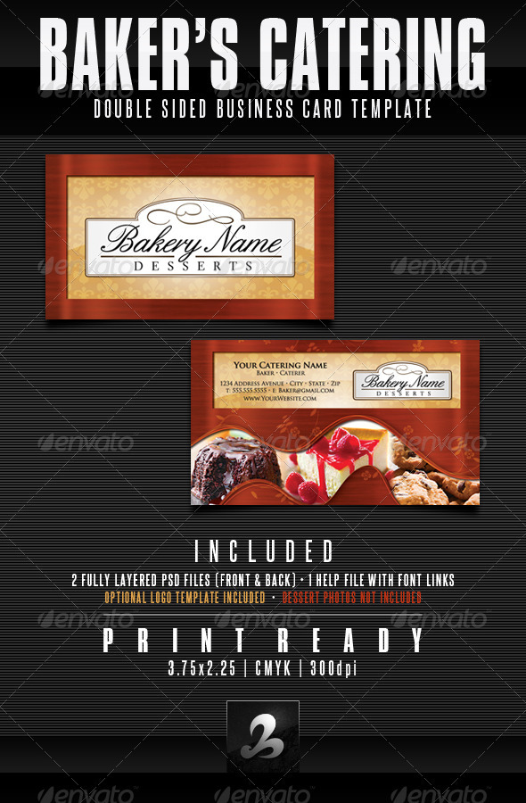 Baker's Catering Business Card Templates - Industry Specific Business Cards