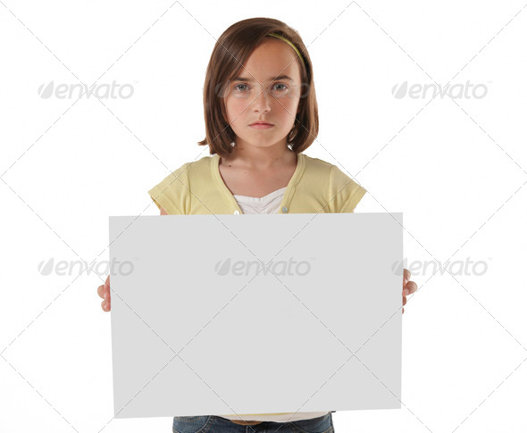 Girl holding blank board - Stock Photo - Images