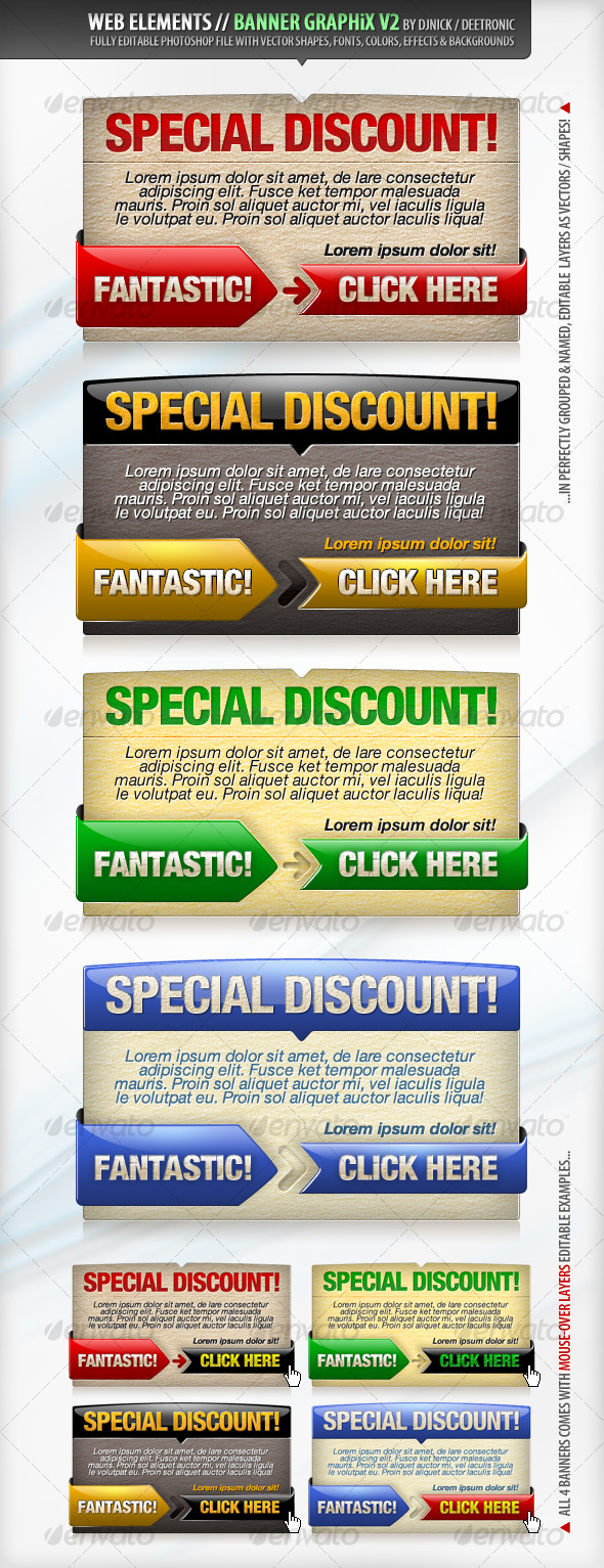 Web Elements - Banners Vector Graphics 2 PSD file - Web Elements