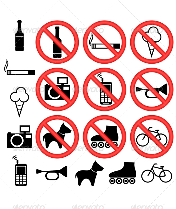 Prohibitory signs. - Decorative Symbols Decorative