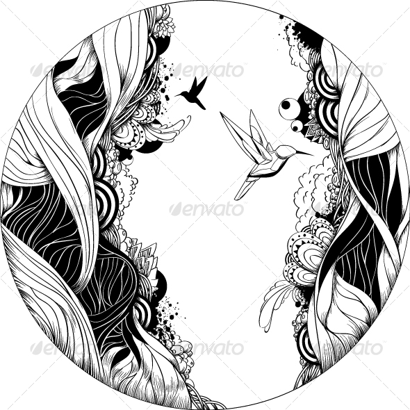 Black and white ink sketch - Abstract Conceptual