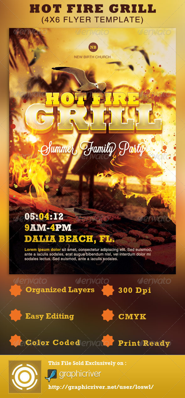 Hot Fire Grill Flyer Template - Events Flyers