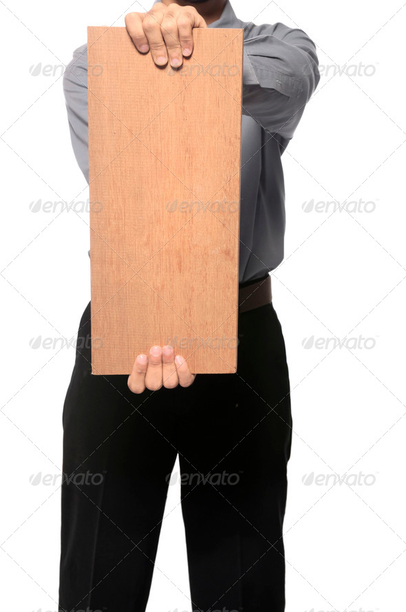 Holding Wooden Board - Stock Photo - Images