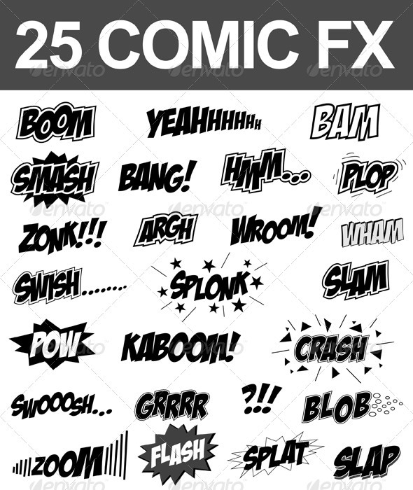 25 Comic Sound FX (Vector Set) - GraphicRiver Item for Sale