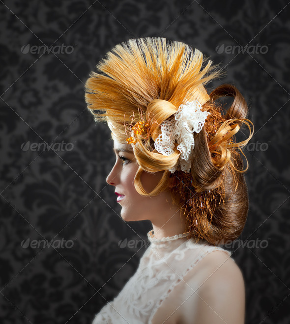 Hairdressing and makeup fashion woman - Stock Photo - Images