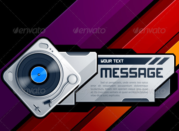 Turntable modern musical banner - Vectors
