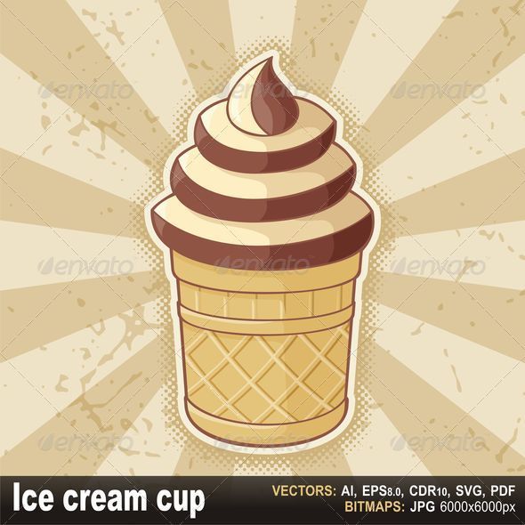 Retro ice cream cup on grunge - Food Objects