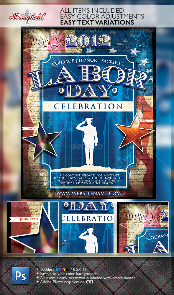 Vintage Labor Day Flyer Template - Holidays Events