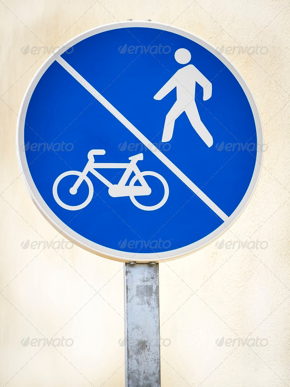 signal pedestrian and bicycle lane - Stock Photo - Images