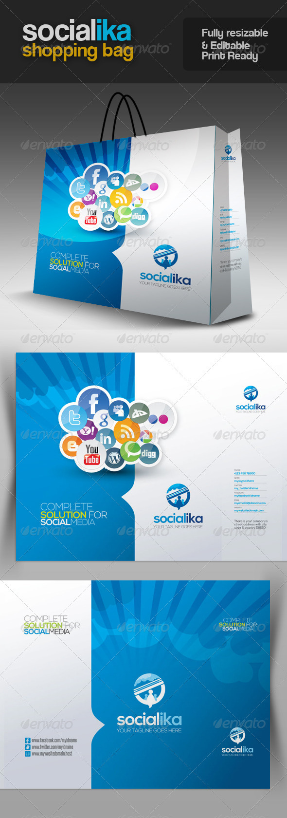 Socialika Social Media Shopping Bag - Packaging Print Templates