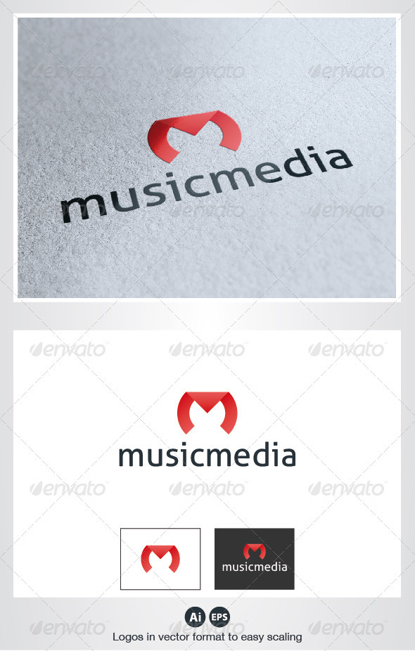Music Media M Letter Logo - Letters Logo Templates