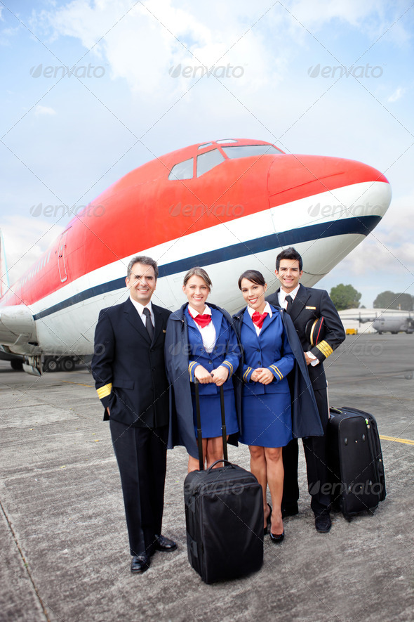 Airplane cabin crew - Stock Photo - Images