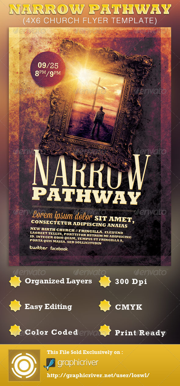 Narrow Pathway Church Flyer Template - Church Flyers