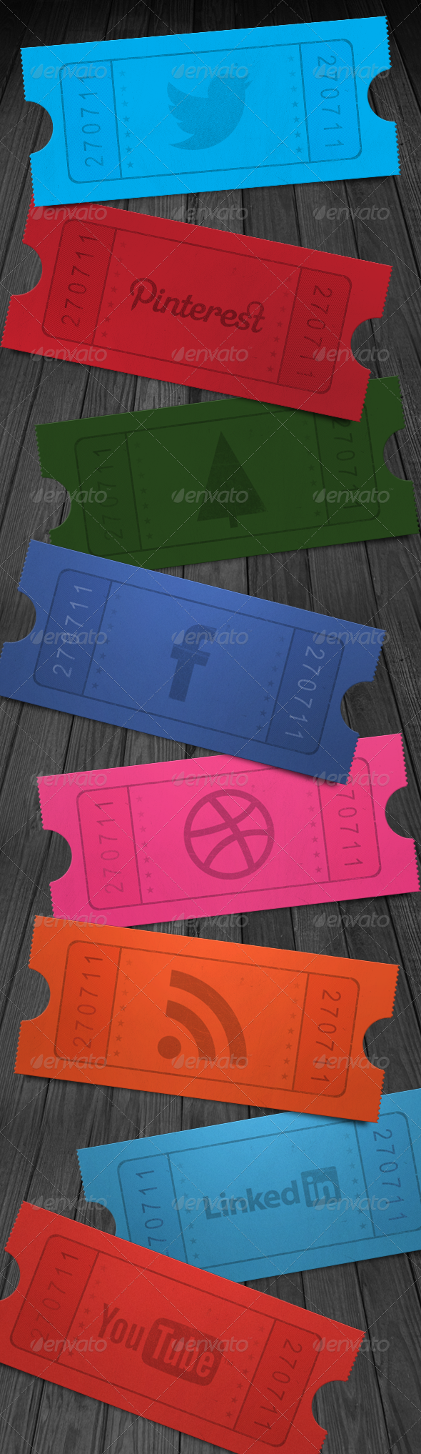 Social Media Ticket Stub - Buttons Web Elements