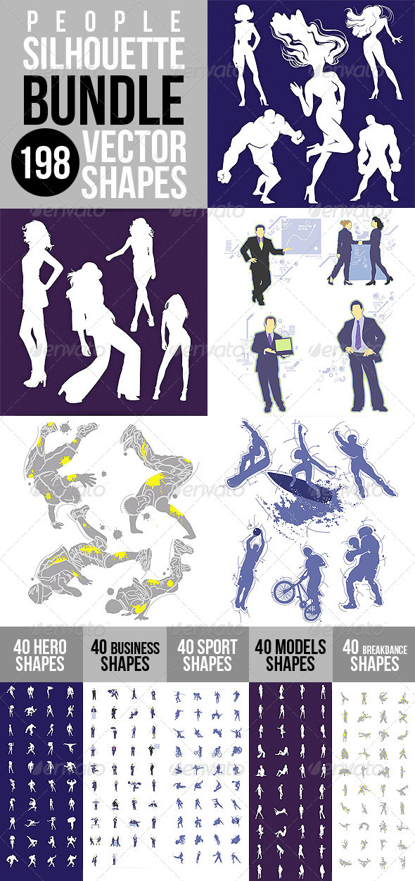 People Silhouette Shapes Bundle - People Characters