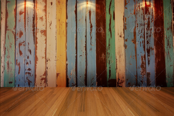 empty room vintage color wall - Stock Photo - Images