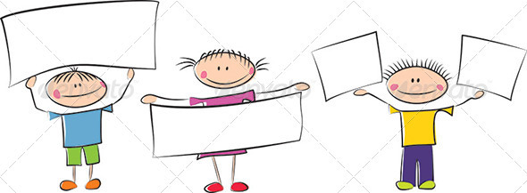 GraphicRiver Three kids holding empty banners 2783616 GraphicRiver Three kids holding empty banners 2783616