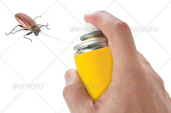Spraying Insecticide On Cockroach - Stock Photo - Images