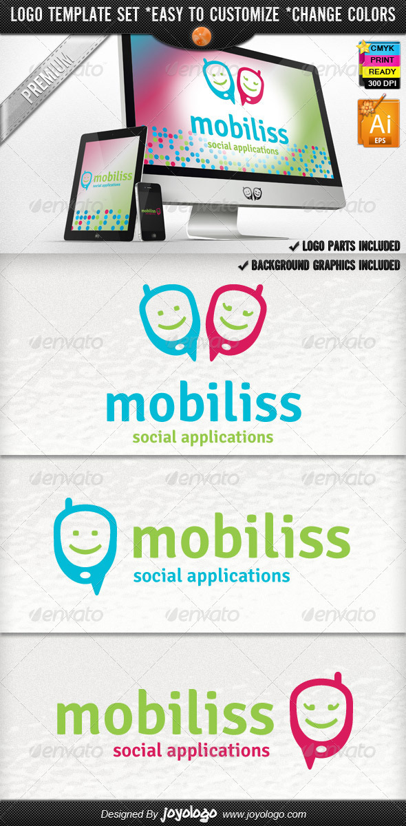 Bliss Mobile App Development Social Phone Logo V.2 - Objects Logo Templates