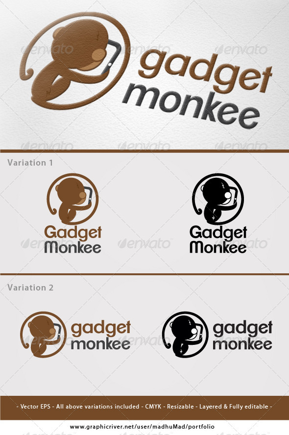 Gadget Monkee Logo - Animals Logo Templates