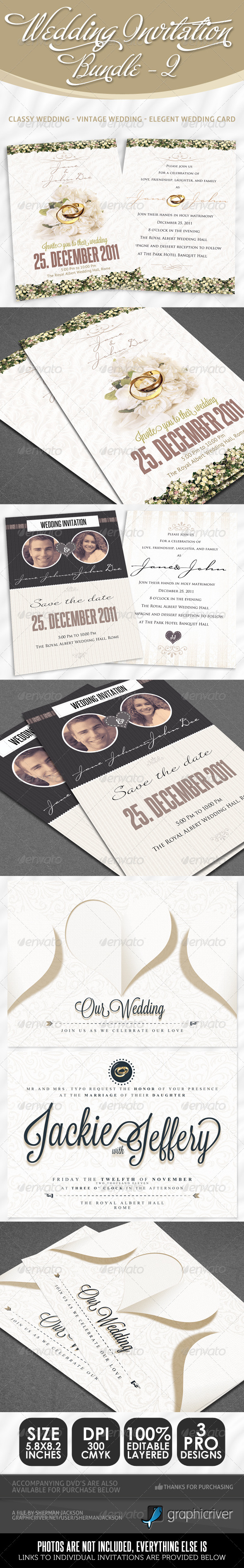 Wedding Invitation Bundle - Pack 2 - Weddings Cards & Invites