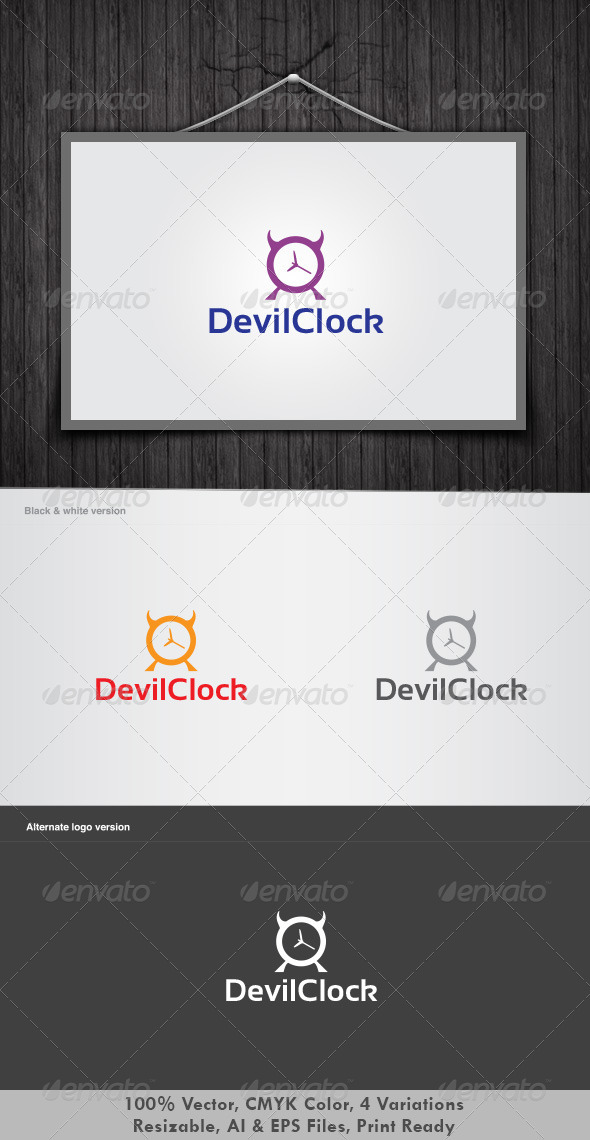 Devil Clock Logo - Symbols Logo Templates