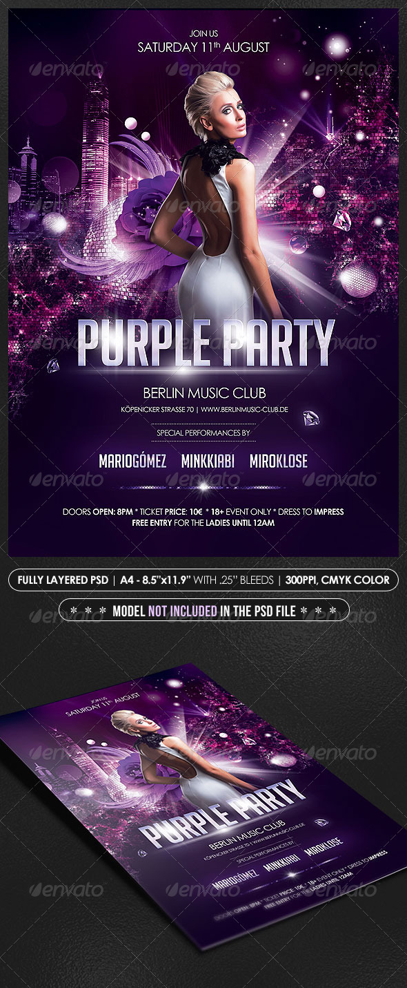 Purple Party Poster/Flyer - Events Flyers